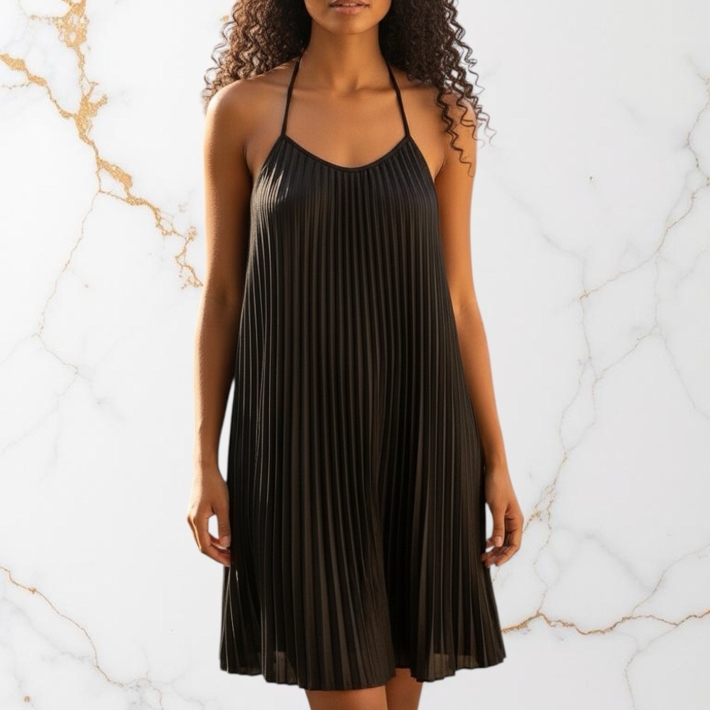 LBLC the Label Norma Pleated Mini Dress Black Revolve Size Medium NWT